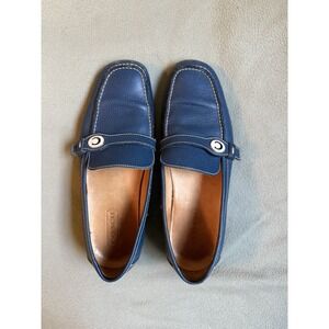 Coach Leann Navy Blue Pebbled Leather Loafers Made in Italy P330 E03 6.5B